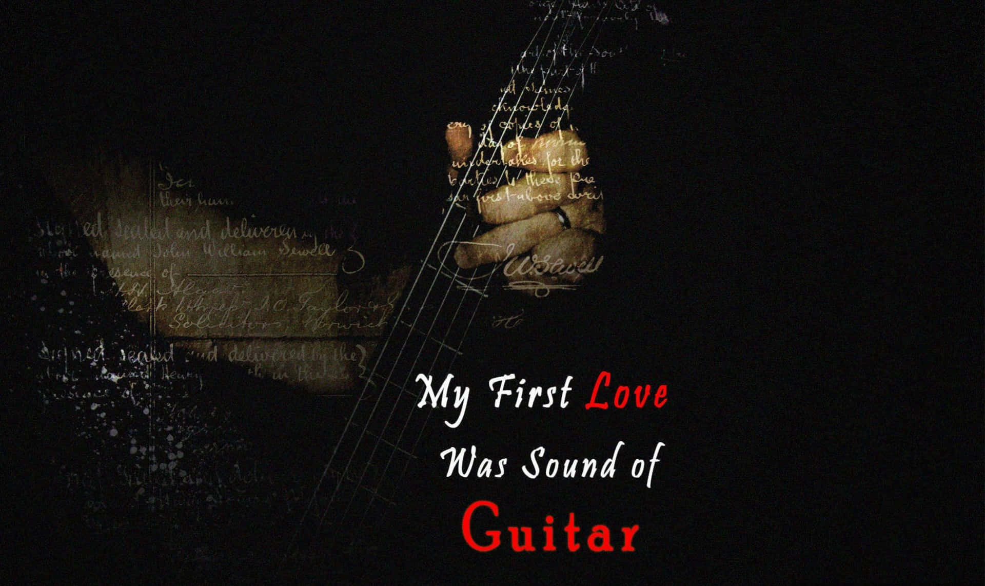 Mit første kærligheds guitar musik citat tapet. Wallpaper