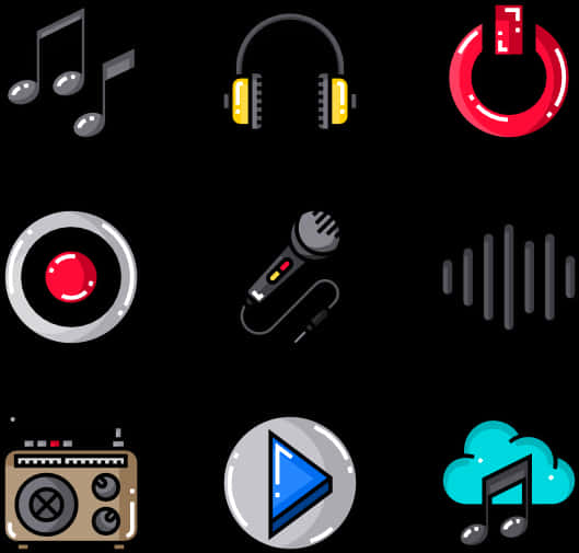 Music Related Icons Set PNG