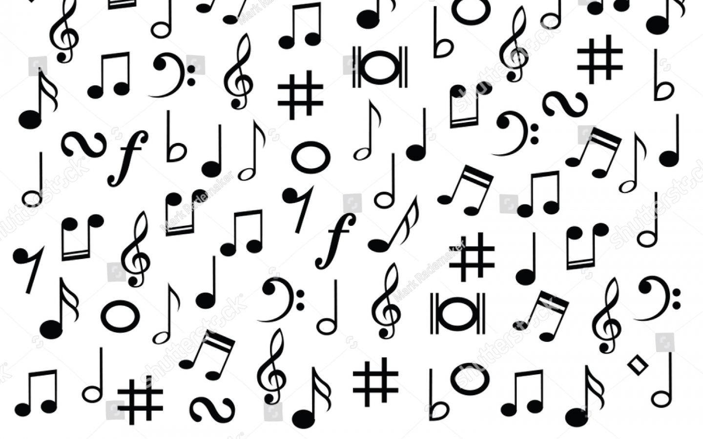Music Symbols Black and White Art Wallpaper