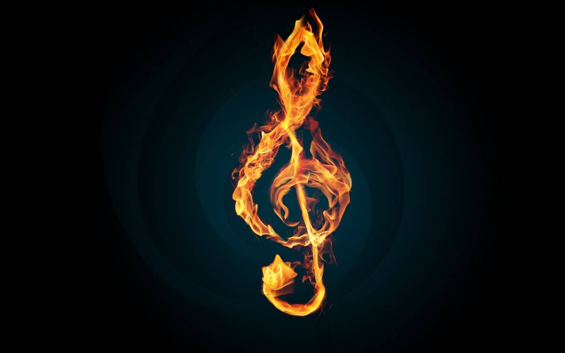 Download Music Symbols Burning Treble Clef Wallpaper 