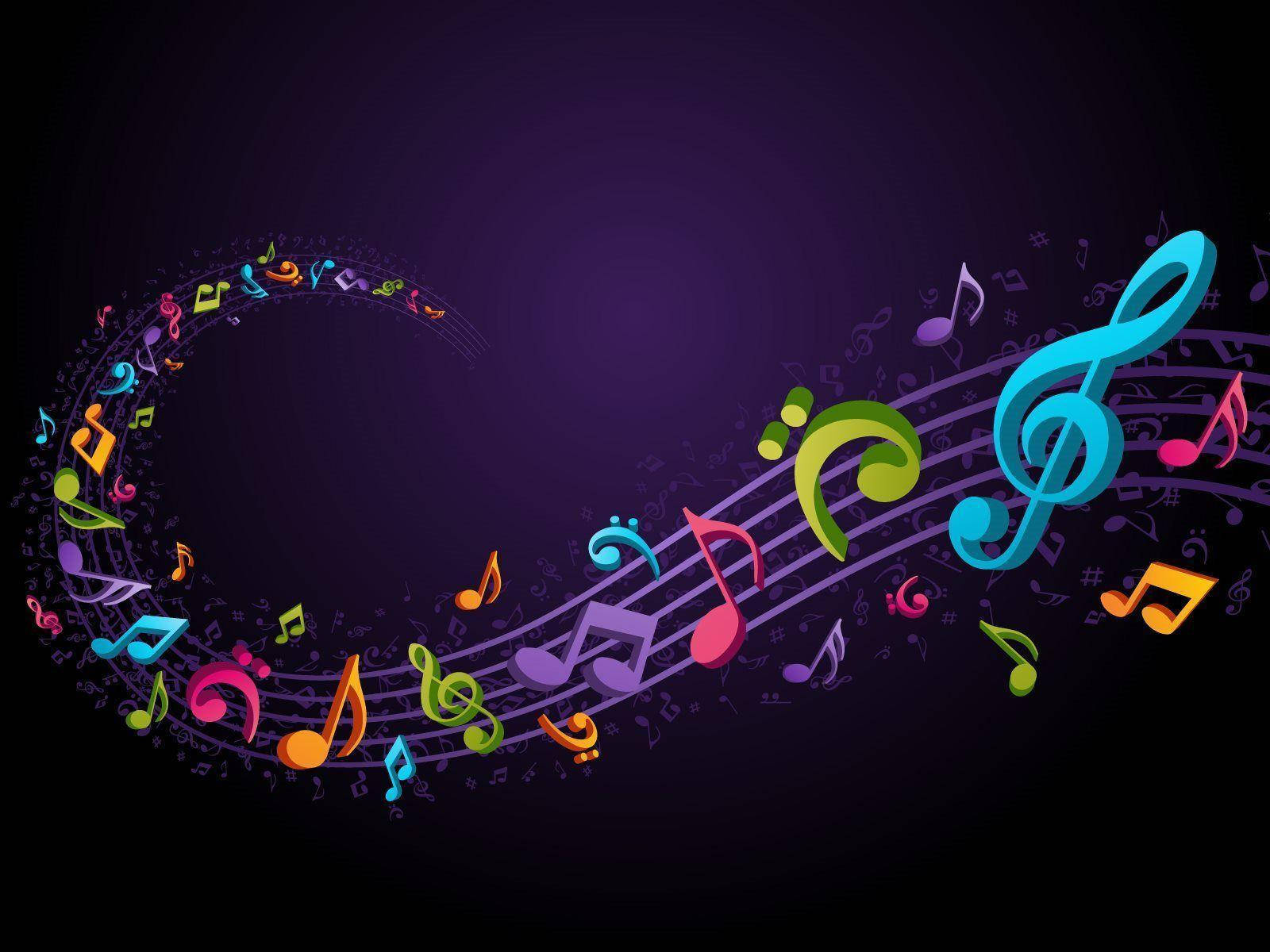 Music Symbols In Purple For Desktop Wallpaper
