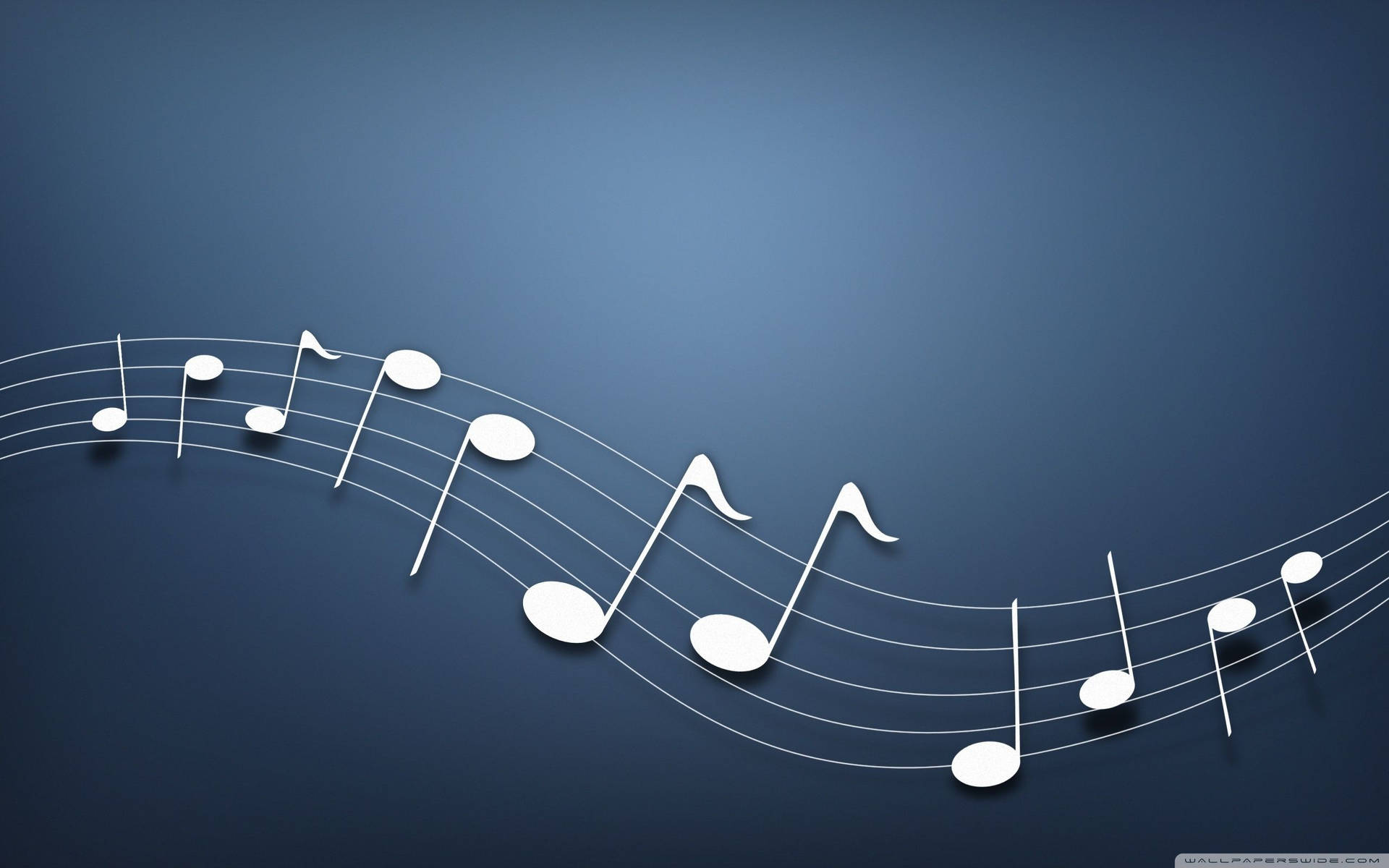 Símbolosde Música Minimalistas En Azul. Fondo de pantalla