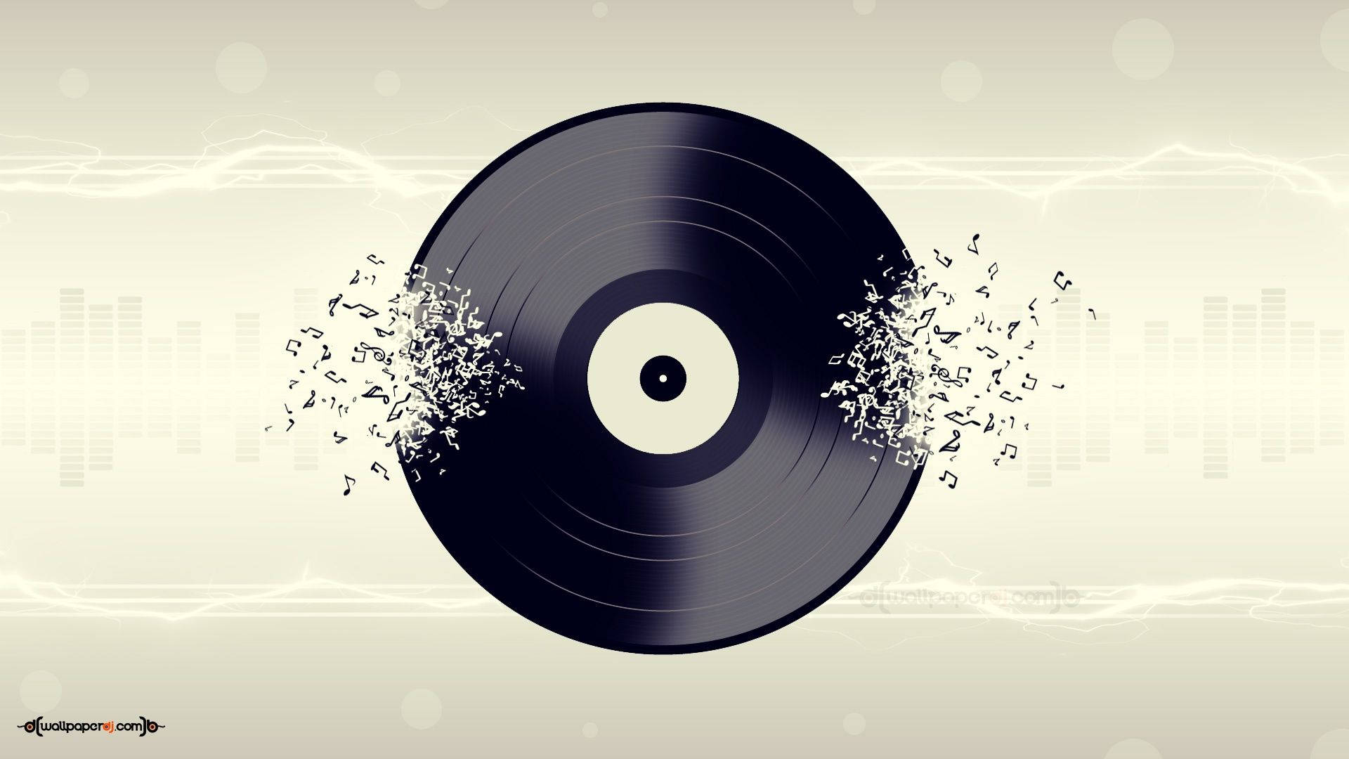 Music Symbols on Vinyl for Desktop Wallpaper