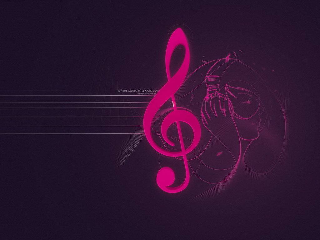 Music Symbols Pink Treble Clef Wallpaper