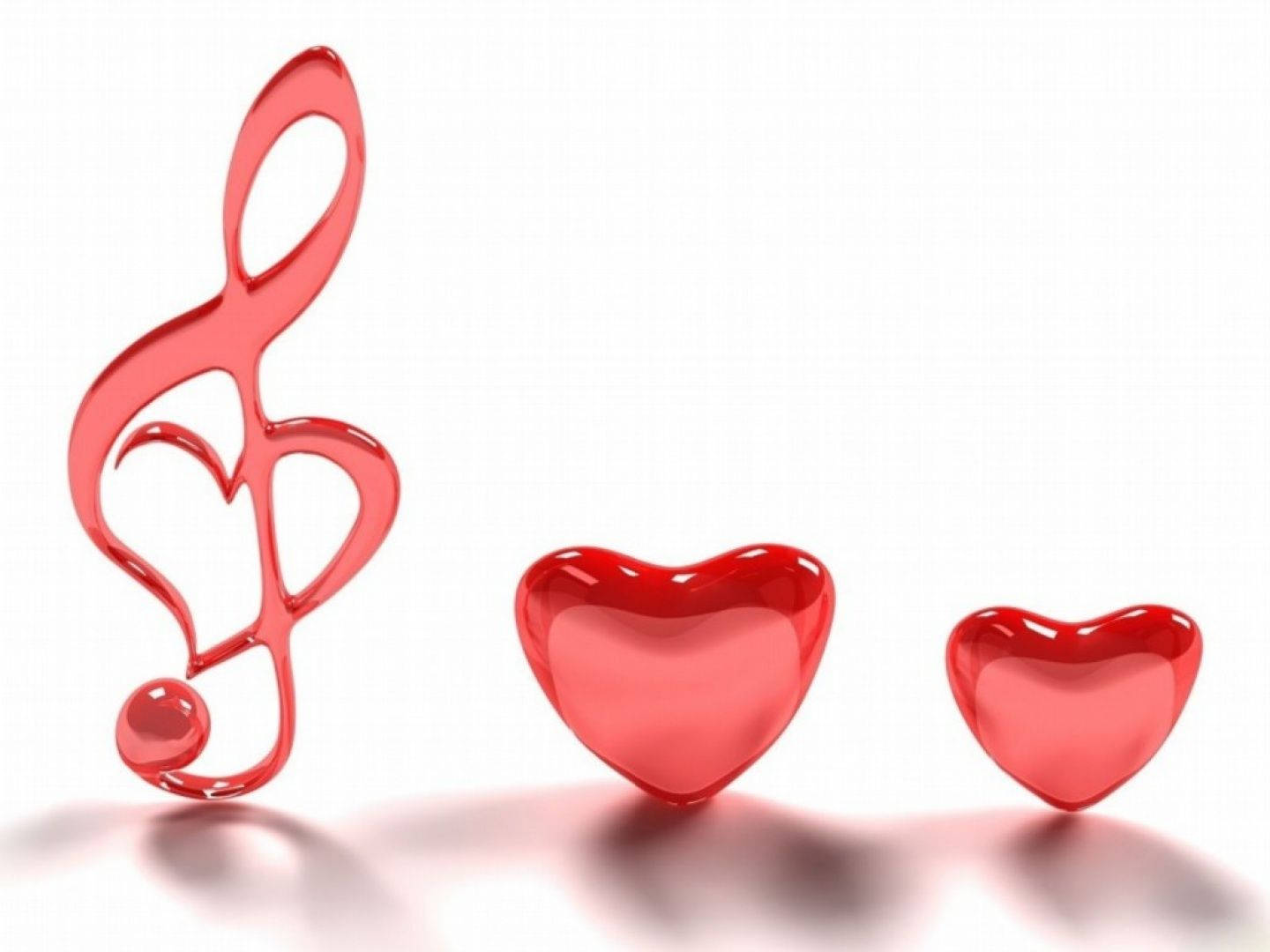 Music Symbols with Red Hearts for Tablet Wallpaper