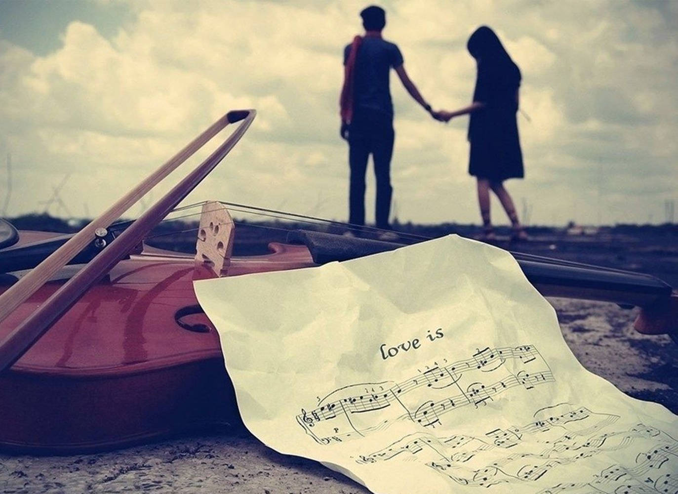 Music Violin Couple Wallpaper
