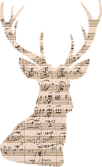 Musical Deer Silhouette PNG