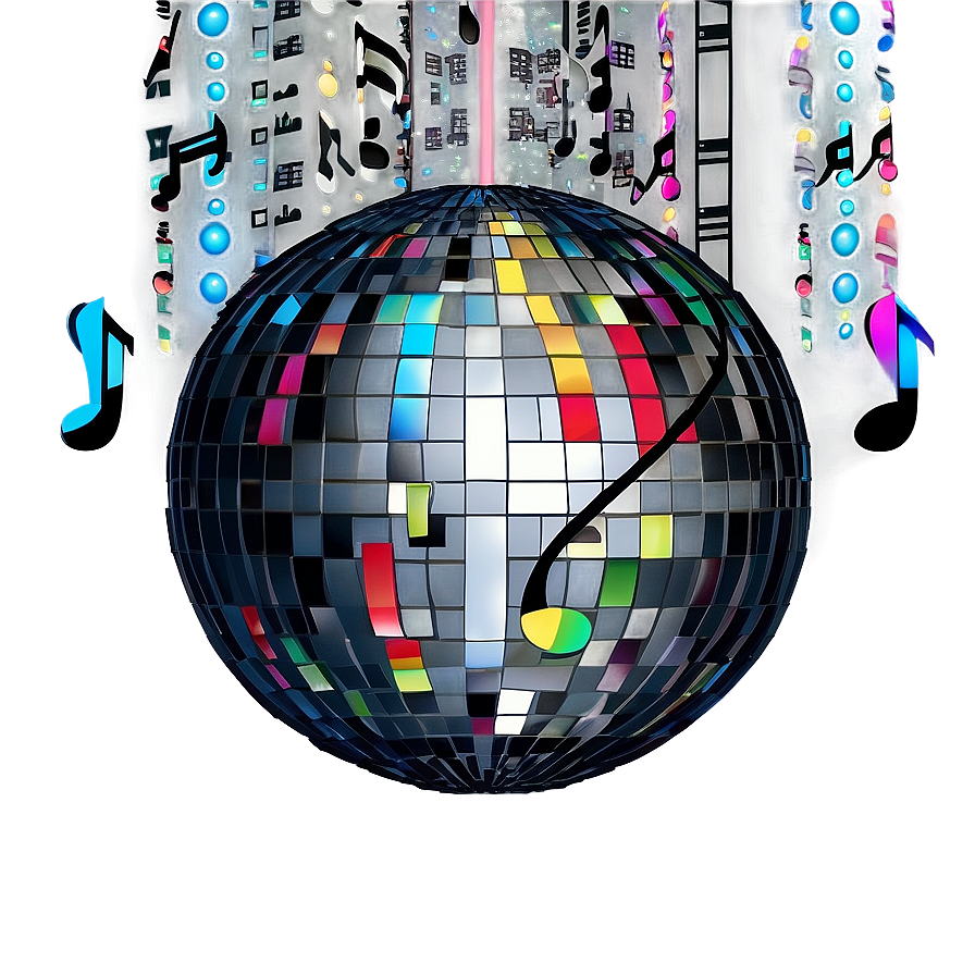 Musical Disco Ball Cityscape PNG