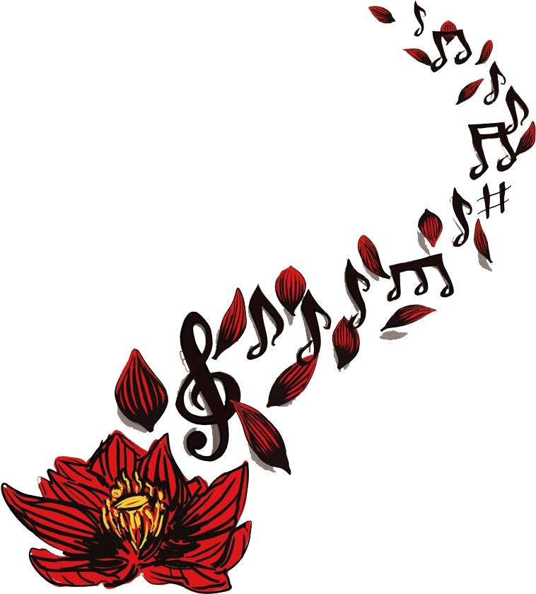 Musical Floral Tattoo Design PNG