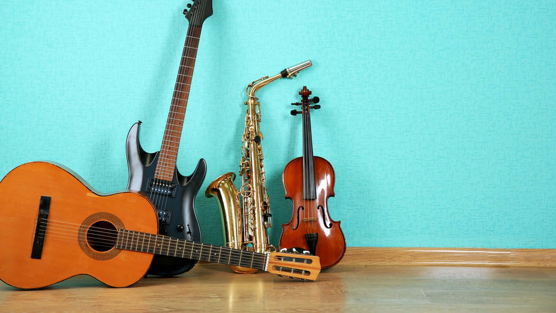 Four Musical Instruments Leaning On Wall Picture