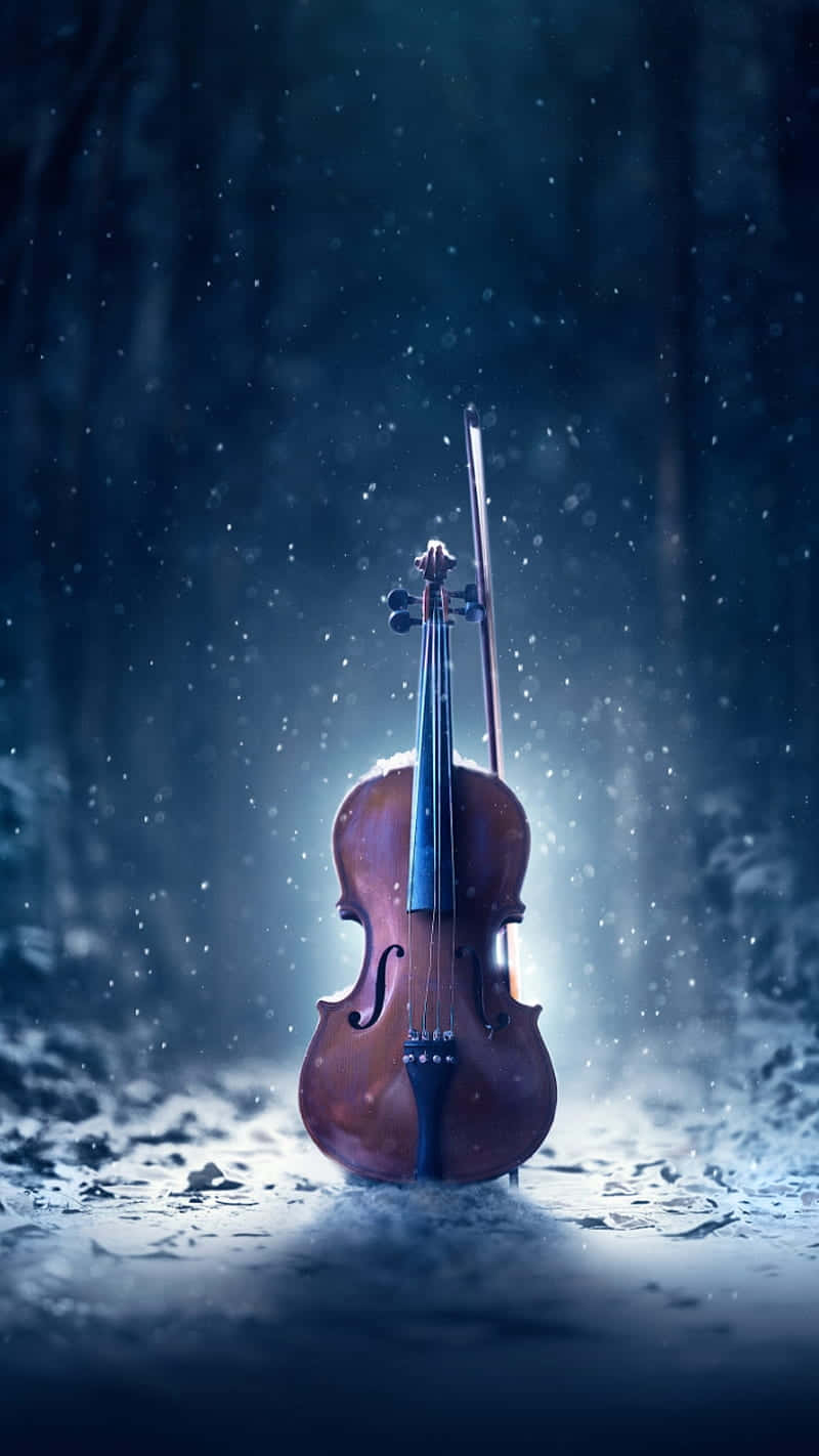 Musical Instrument Violin In The Snow Picture
