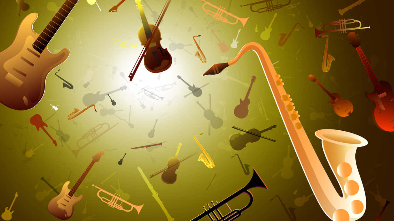 Floating Musical Instruments Art Picture