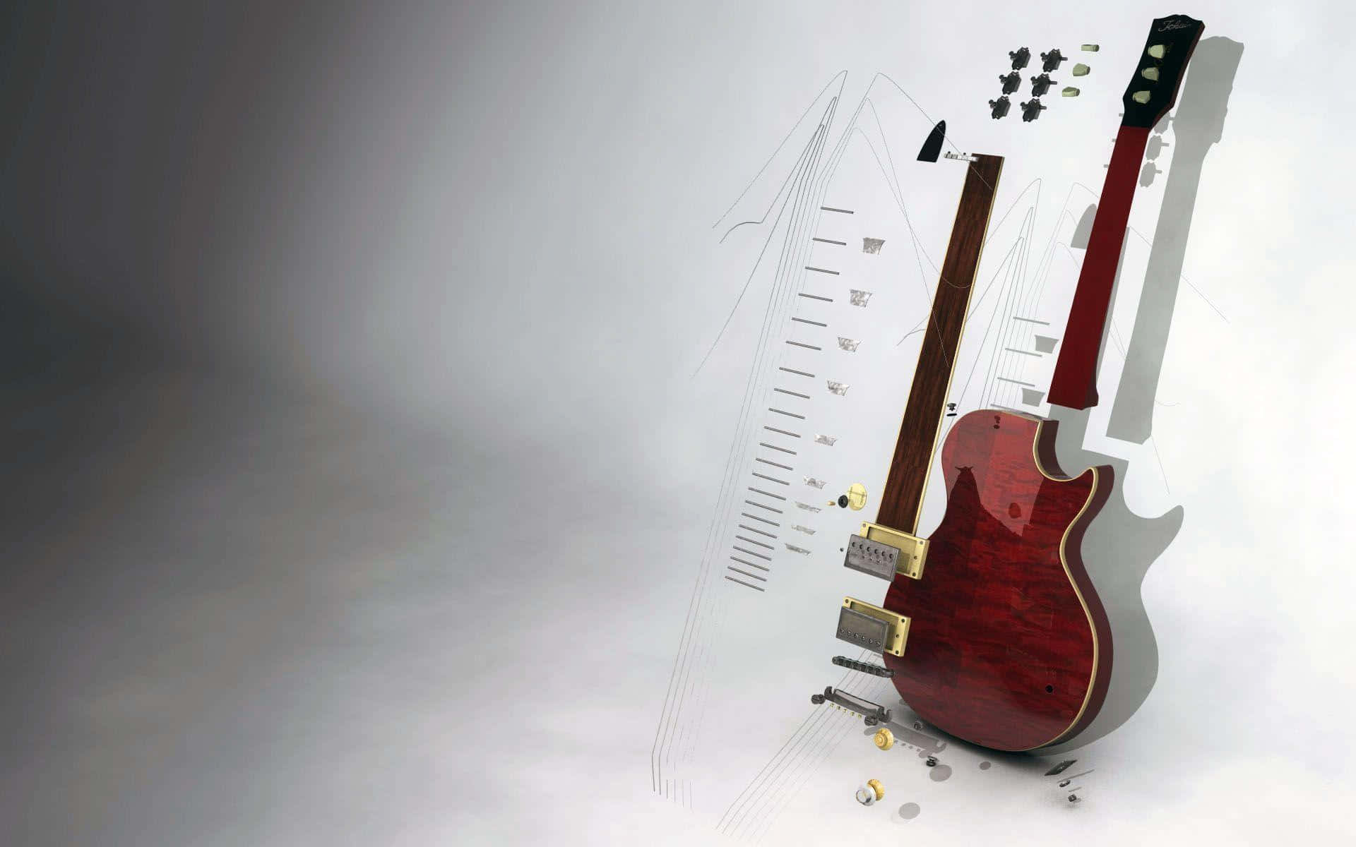 Musical Instrument Guitar Next To A Ruler Picture