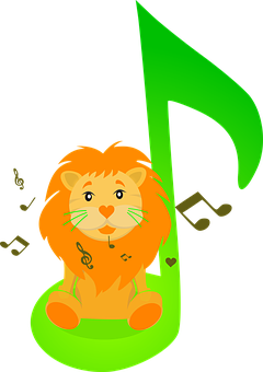 Musical Lion Cartoon PNG