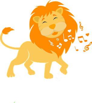 Musical Lion Cartoon PNG