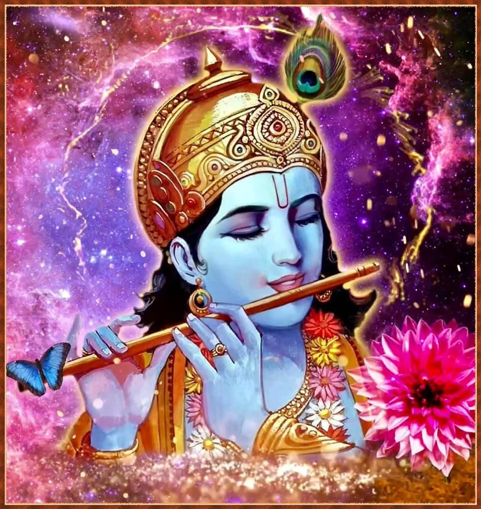Musikalsk Lord Krishna 3D tapet Wallpaper