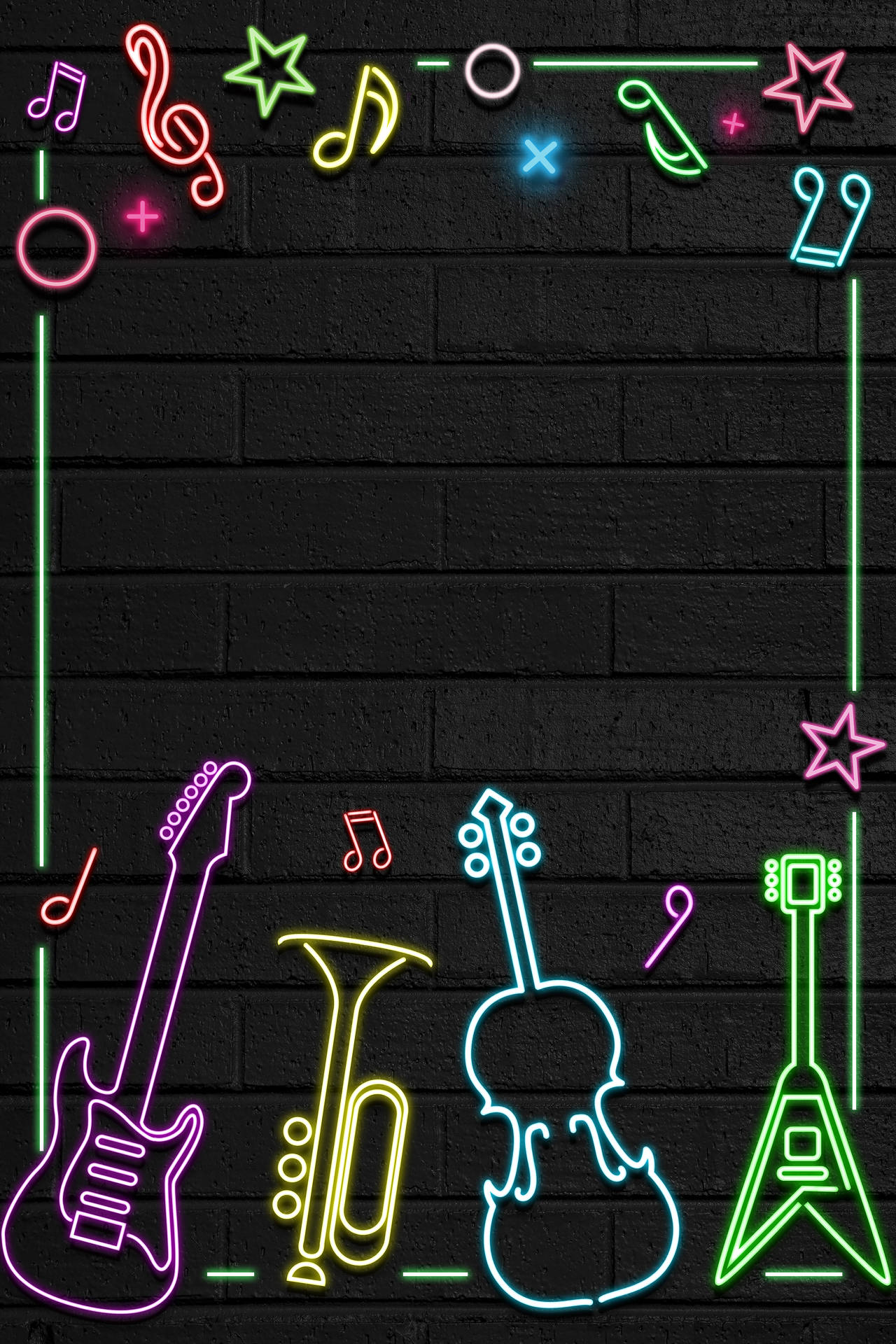 Musical Neon Phone Wallpaper