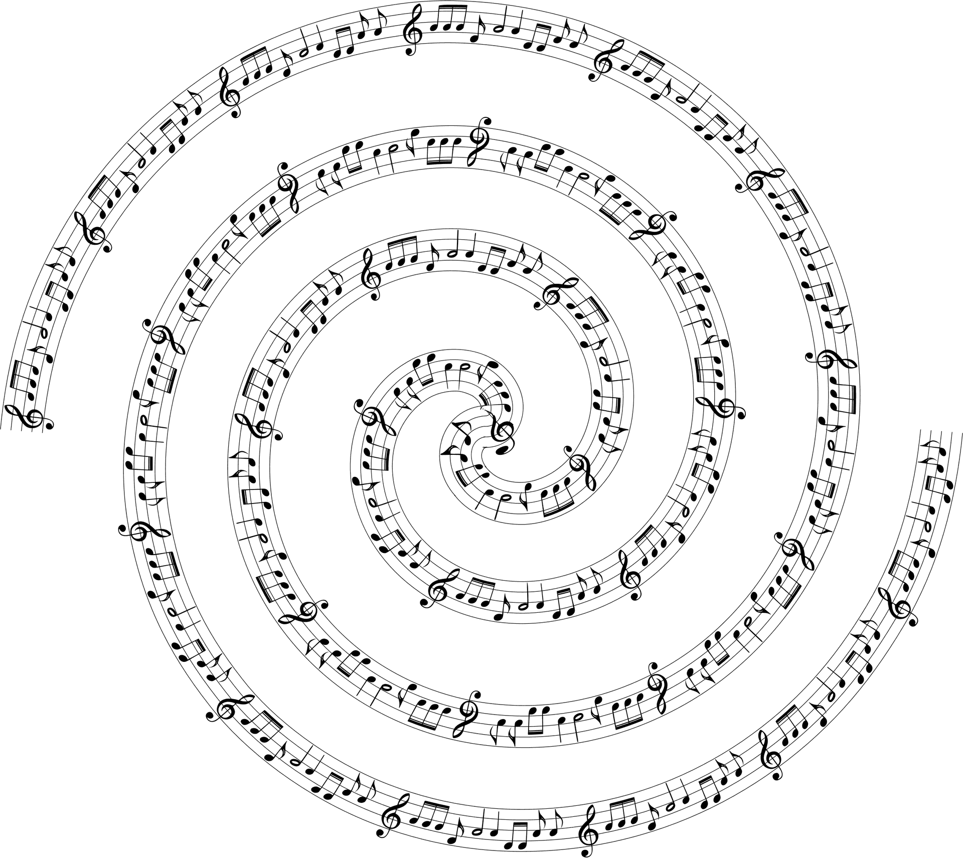 Musical Notes Spiral Design PNG