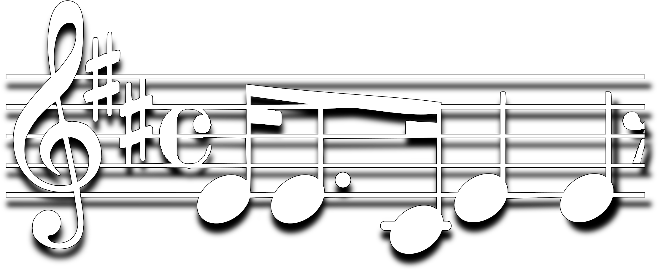 Musical Notes Staff Clef Design PNG