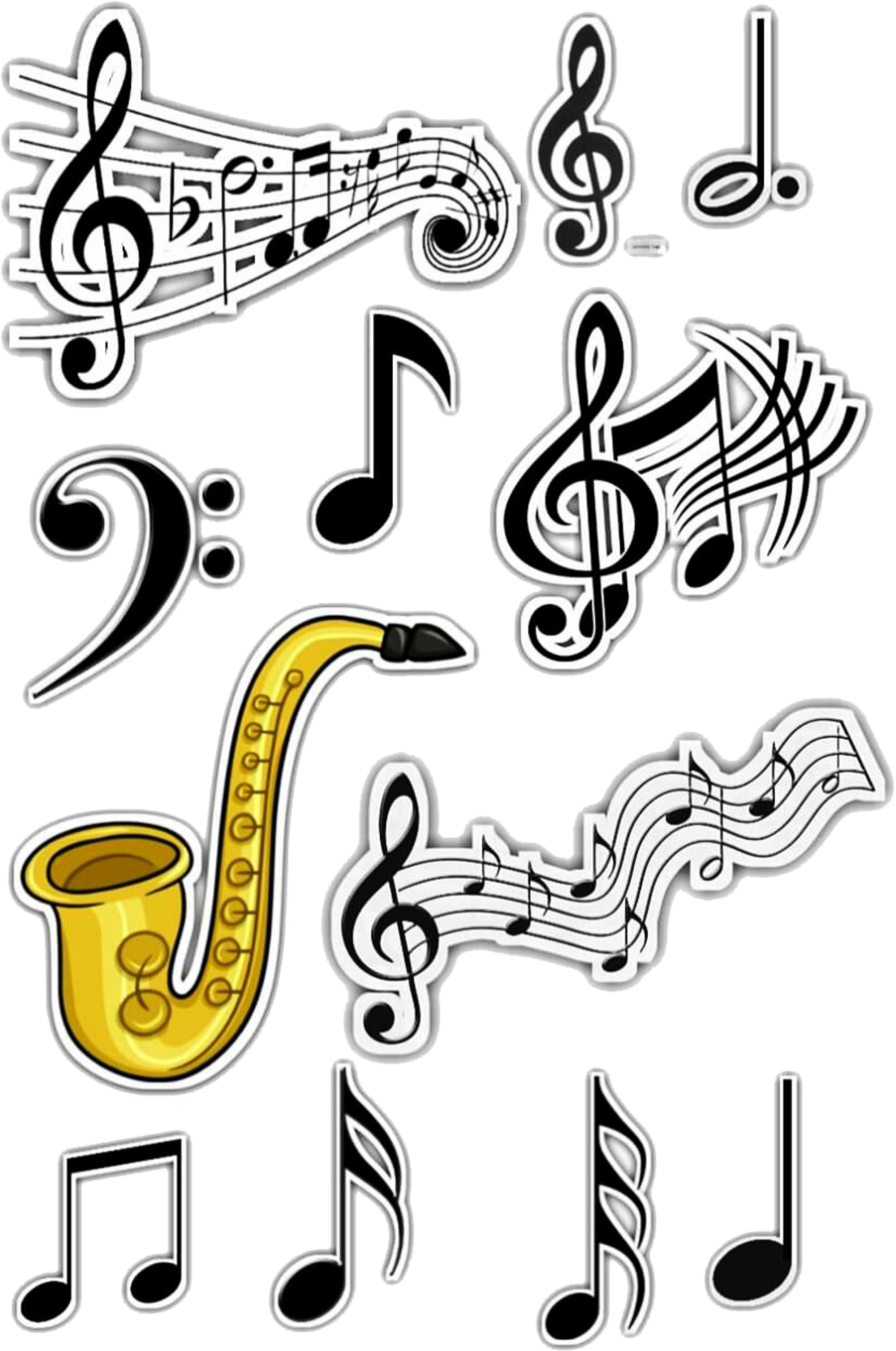 Musical Notesand Saxophone Stickers PNG