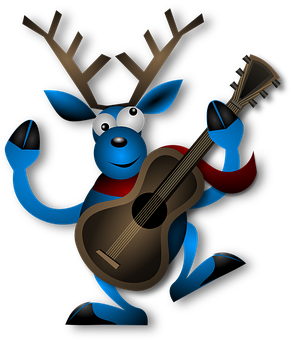 Musical Reindeer Cartoon PNG