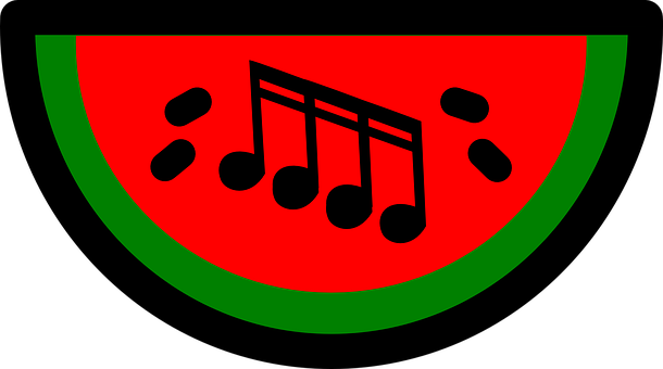 Musical Watermelon Slice Graphic PNG