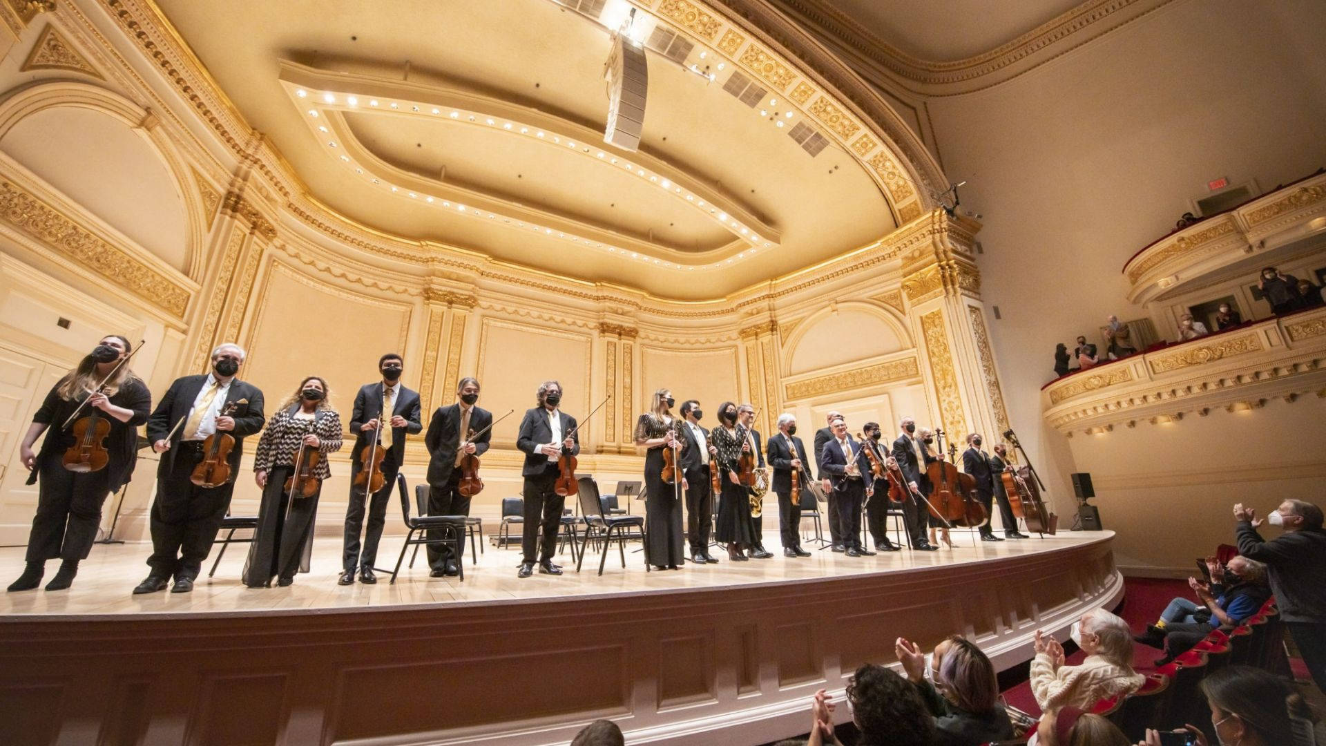 Musikeraufgereiht Vor Der Carnegie Hall Wallpaper