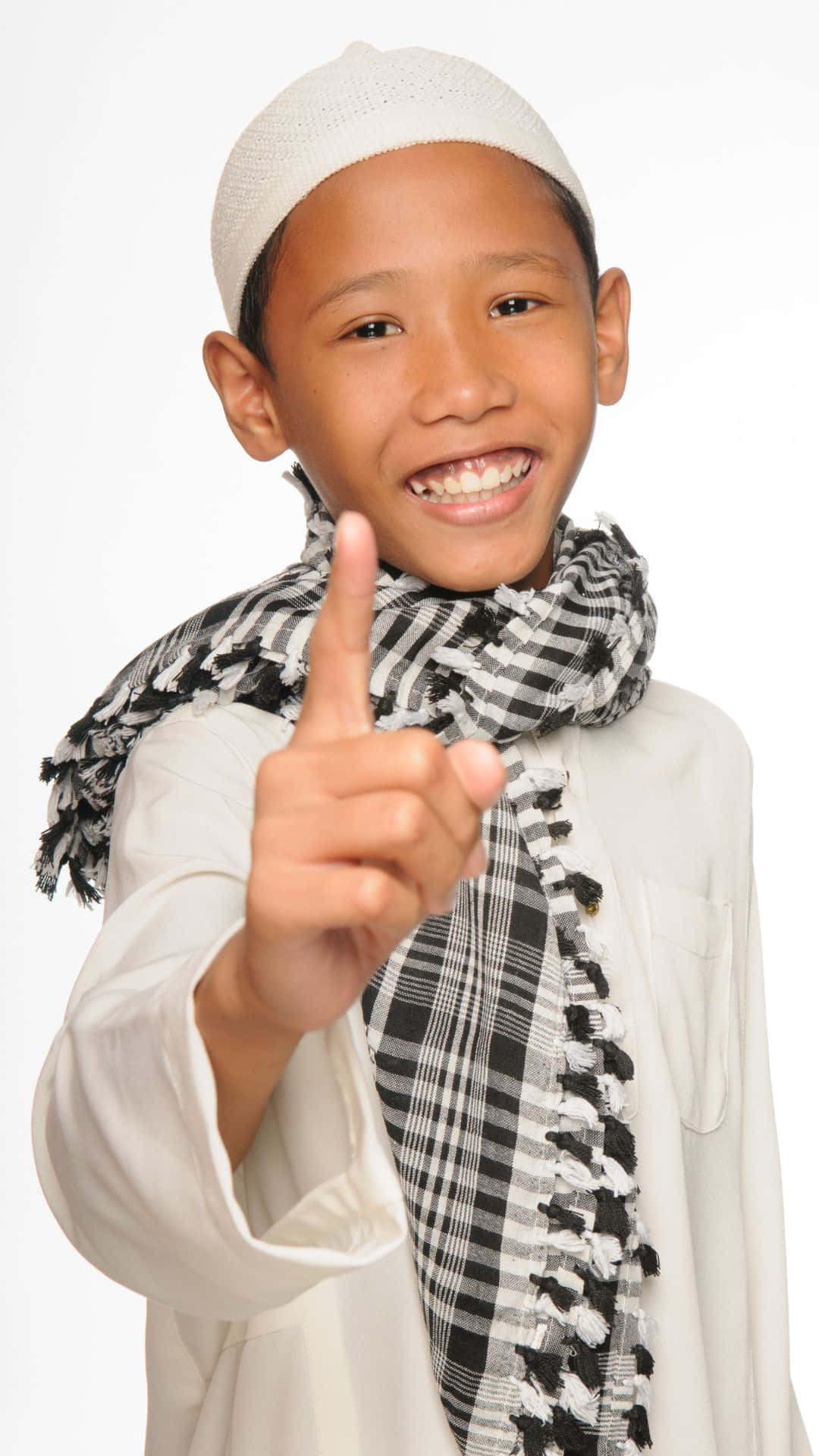 Muslim Boy Pointing Up Wallpaper