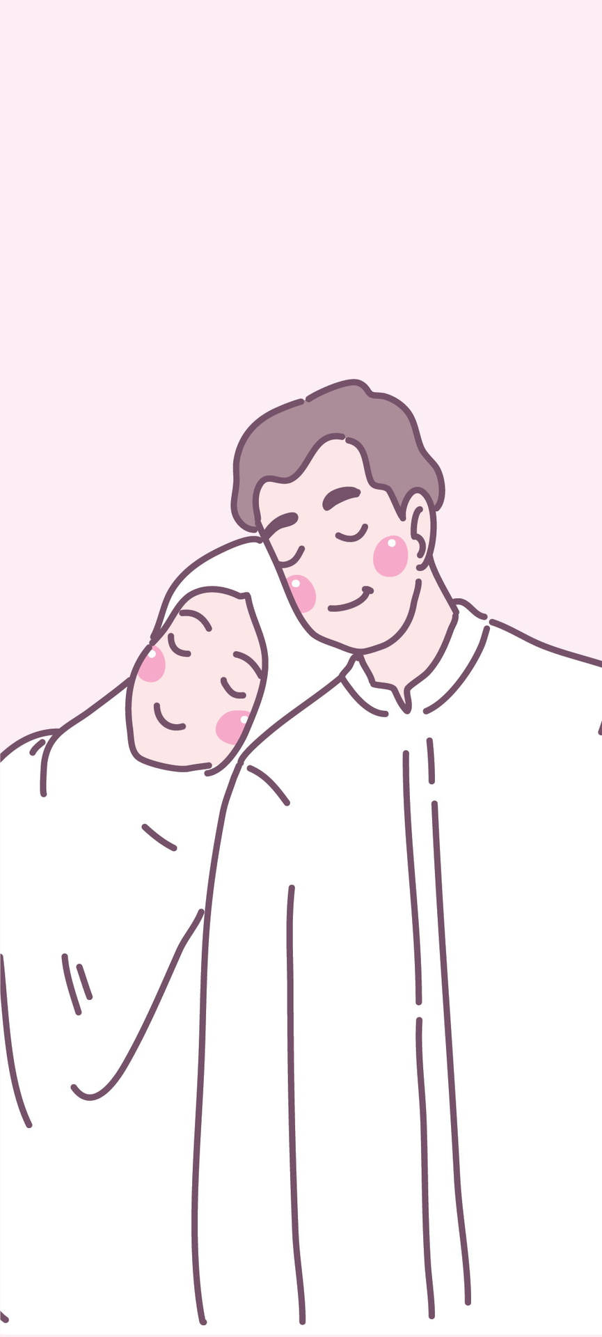 Muslim Couple Cartoon Pink And White Aesthetic