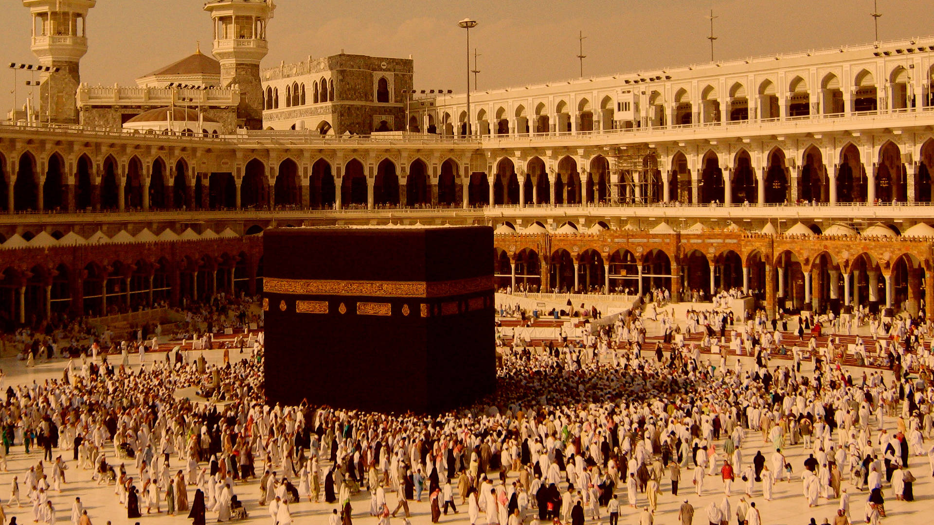 Muslims Gather Around Kaaba Background