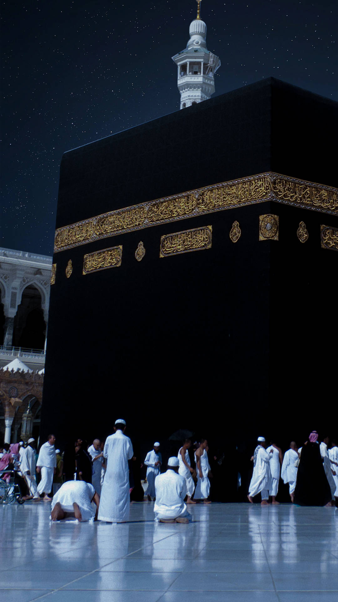 Muslims Praying Kaaba Background