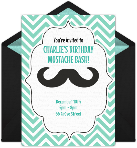 Mustache Bash Birthday Invitation PNG