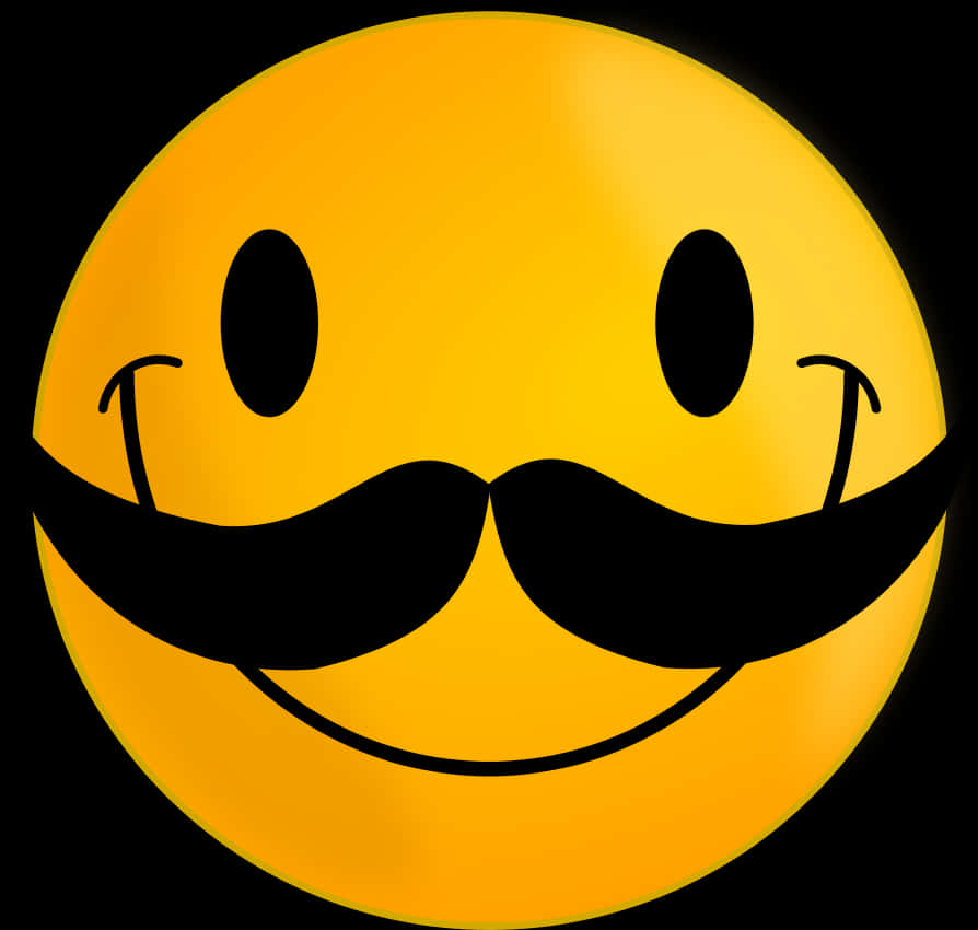 Mustachioed Smiley Face Emoji PNG
