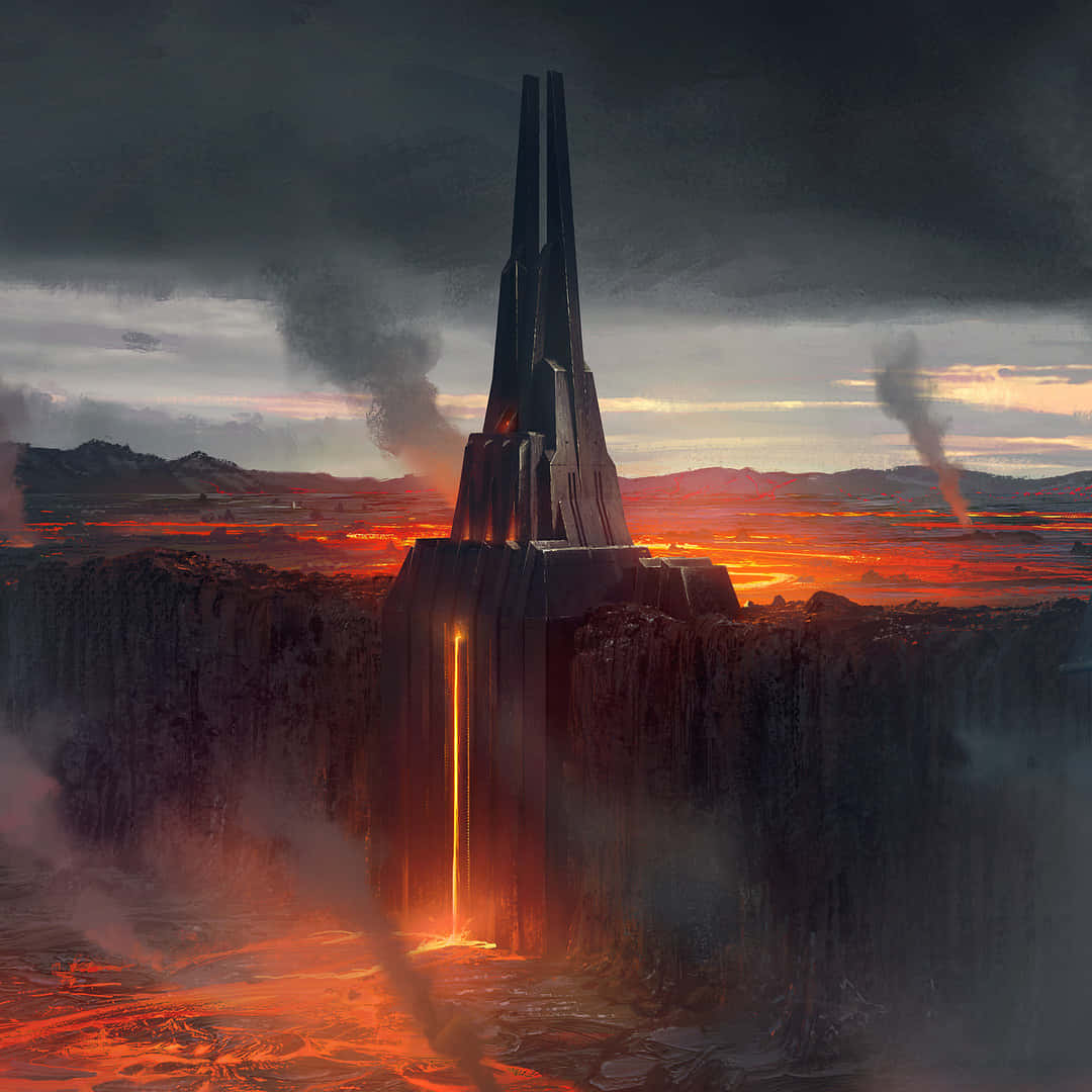 Mustafar's Brandende Landschap Achtergrond