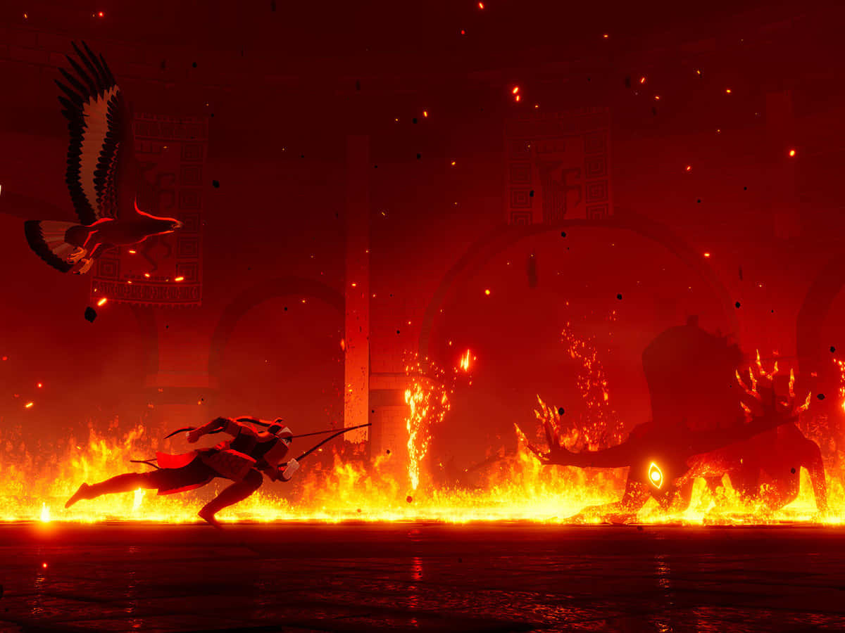 An epic view of the volatile lava-filled landscape of Mustafar Wallpaper