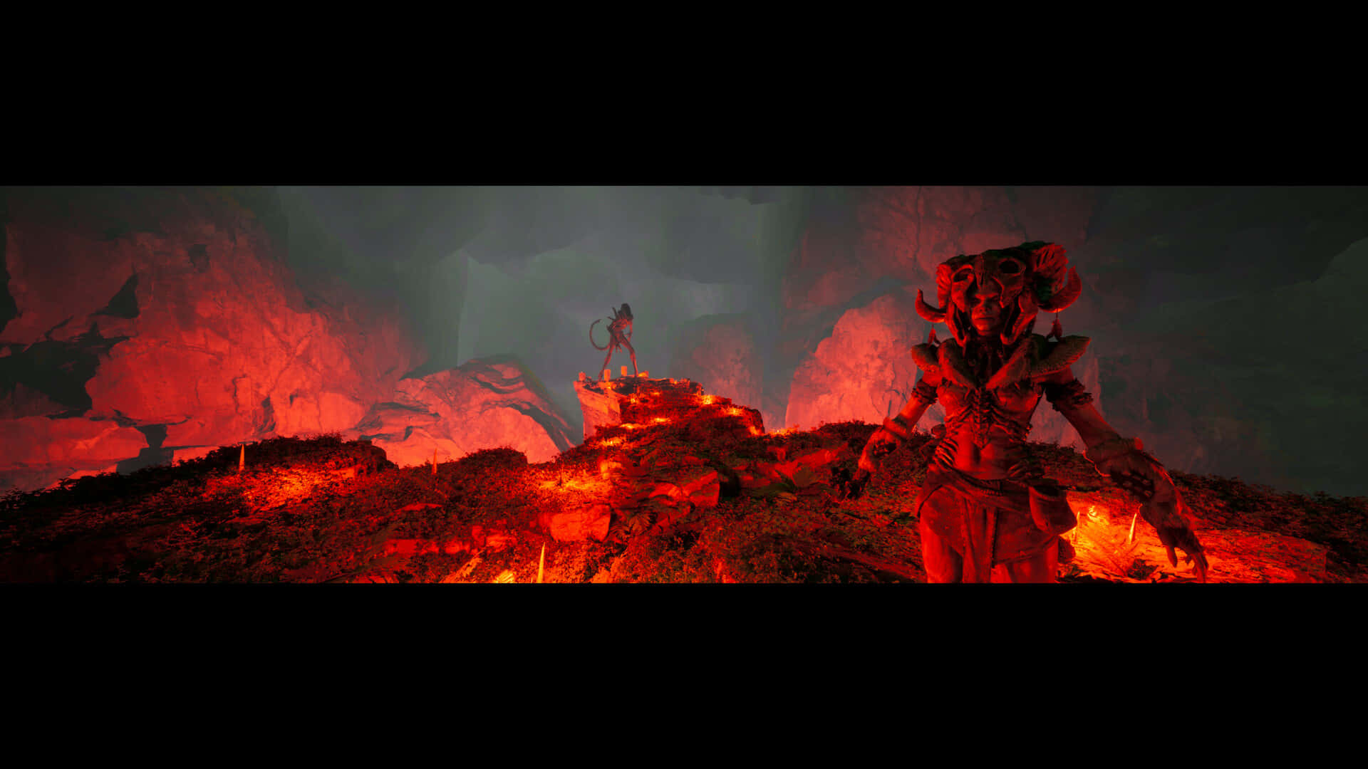 The fiery volcanic landscape of Mustafar Wallpaper