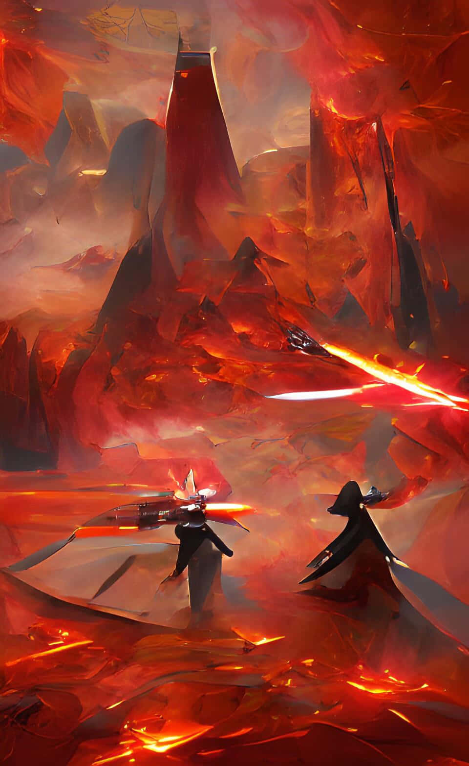 Spectacular view of the volcanic Mustafar landscape Wallpaper