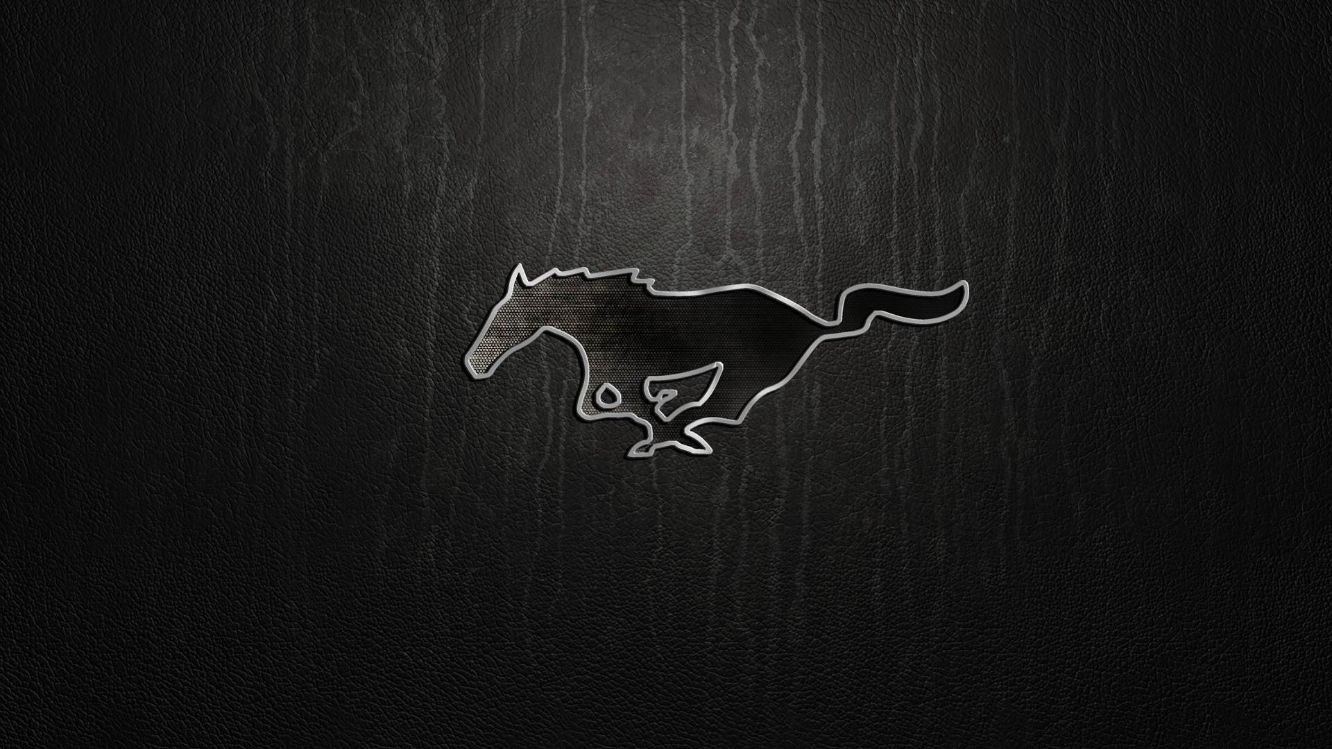 Mustang HD Logo Dark Læder Tapet Wallpaper
