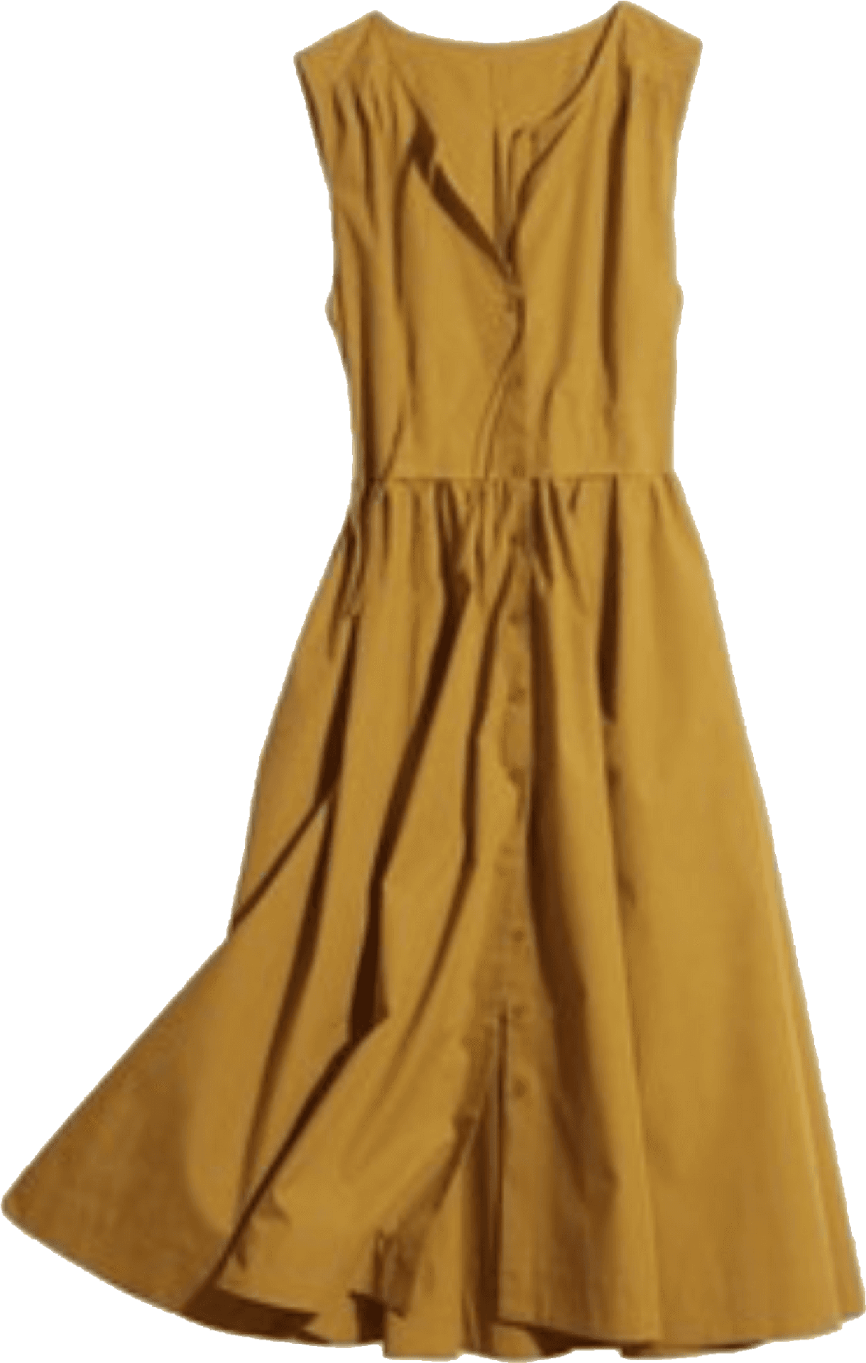 Mustard Yellow Sleeveless Dress PNG