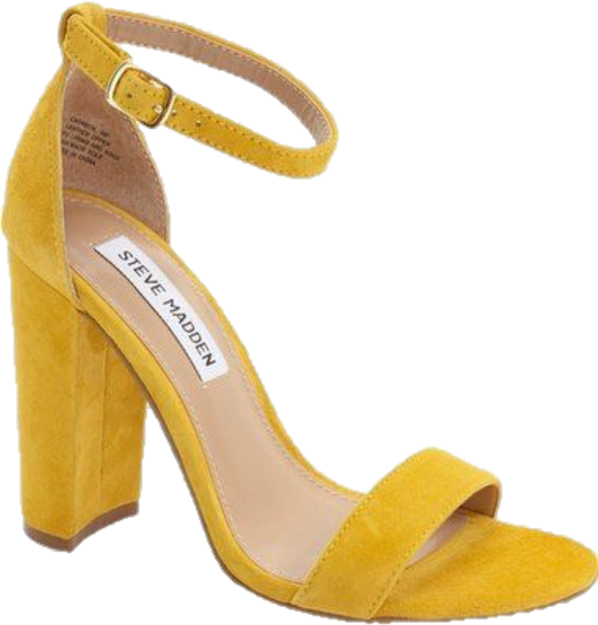 Mustard Yellow Suede Heeled Sandal PNG