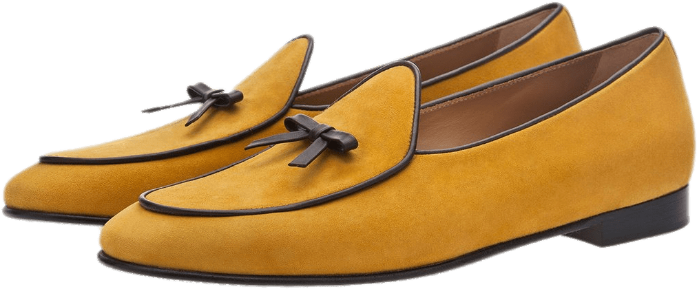 Mustard Yellow Suede Loafers PNG