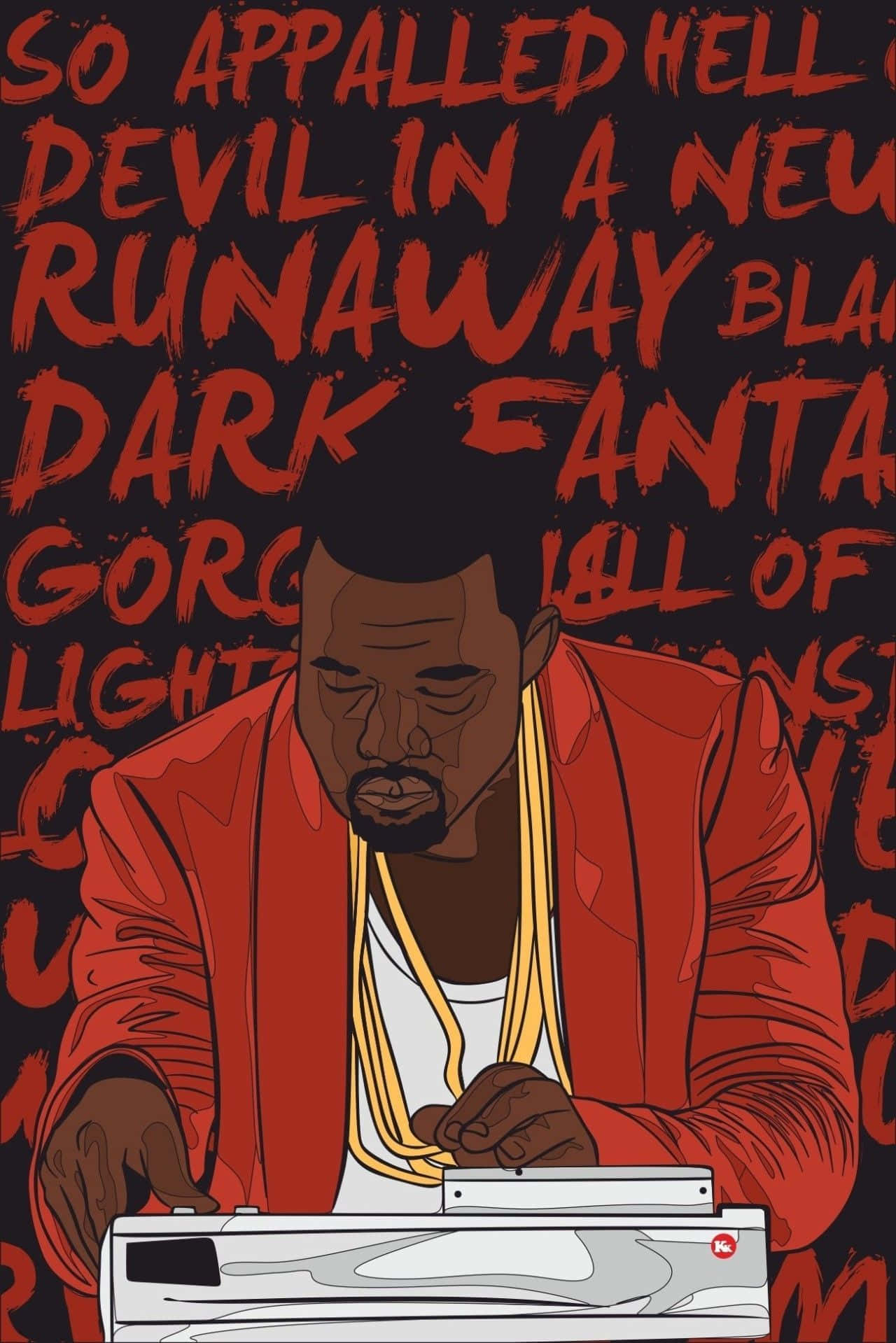 Sjov Kanye West My Beautiful Dark Twisted Fantasy kunstværk. Wallpaper