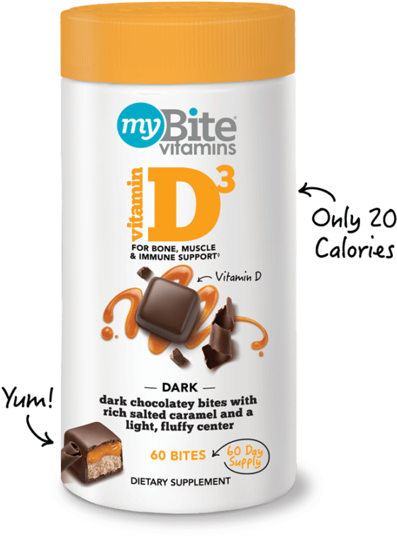 My Bite Vitamin D3 Chocolate Caramel Supplement PNG