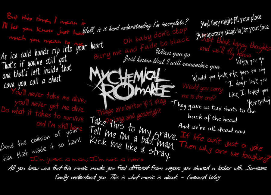 My Chemical Romance Lyrics Collage Wallpaper