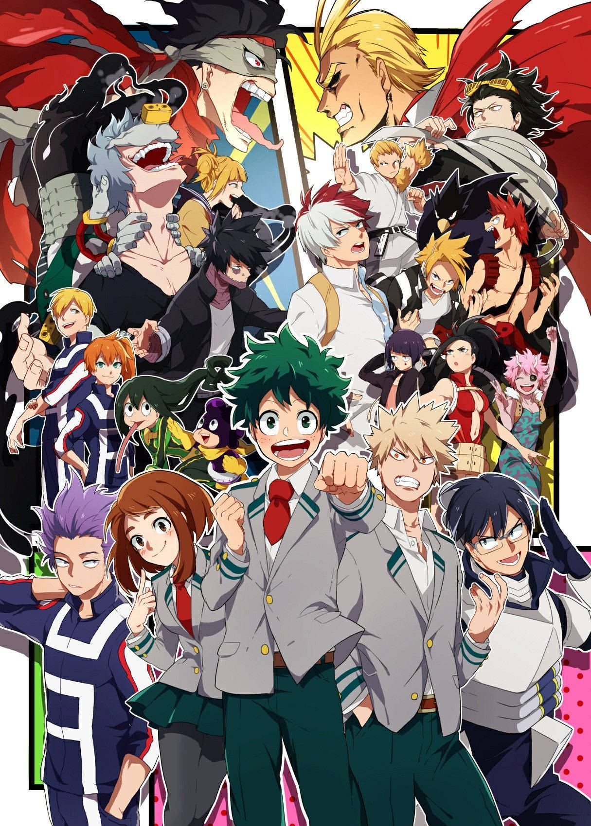 Get ready for high-flying action with the cast of My Hero Academia Wallpaper
