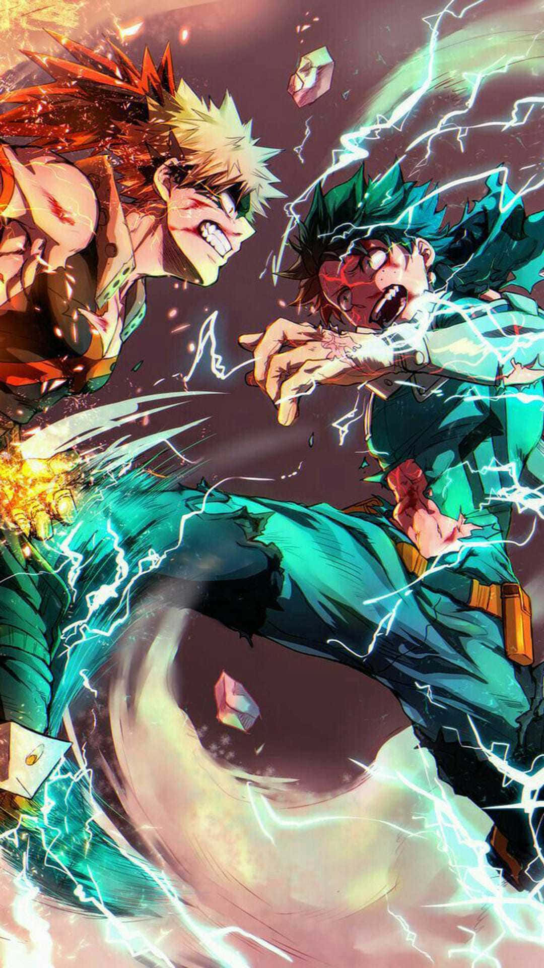 Two Anime Characters Fighting Each Other Wallpaper