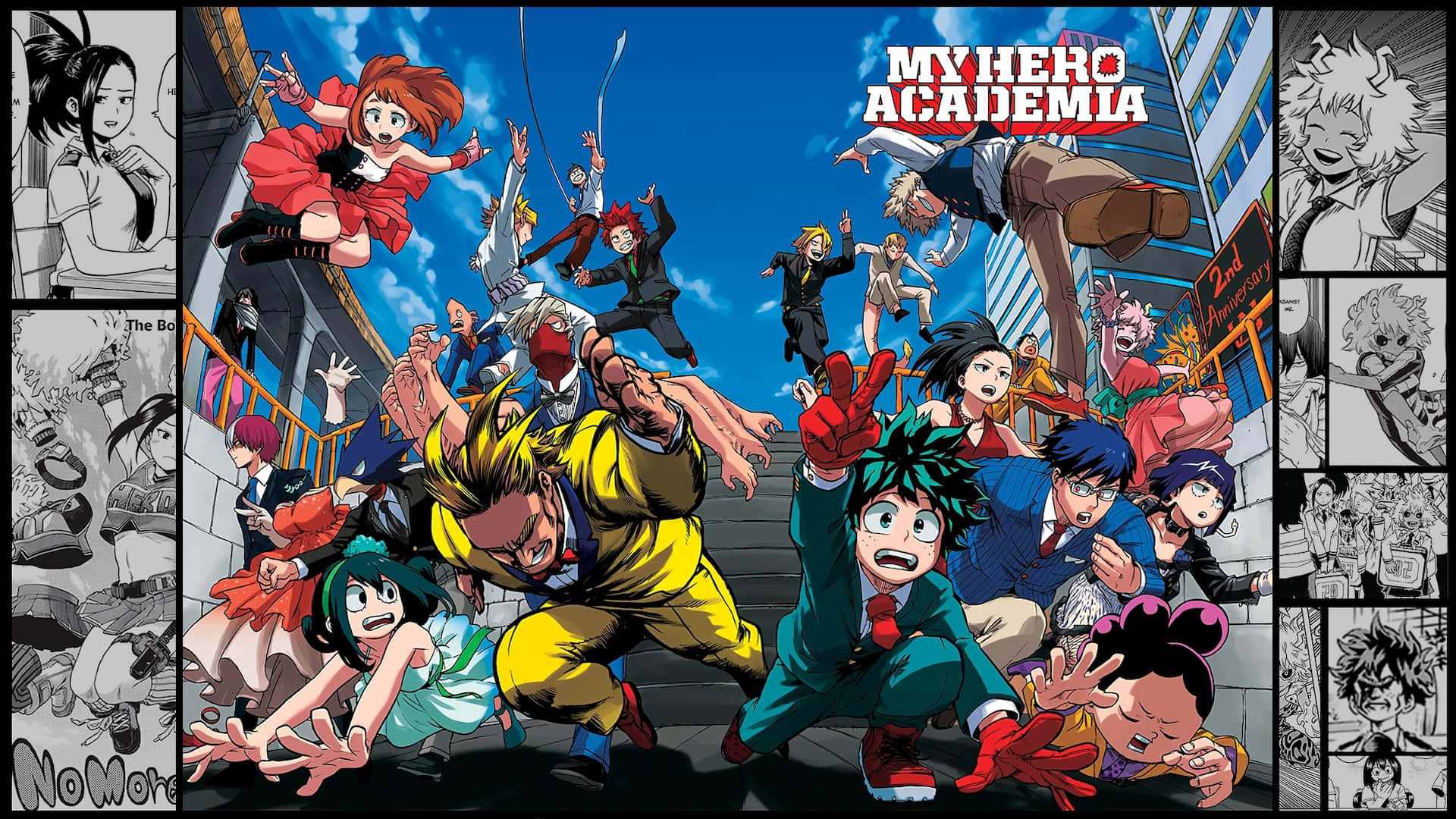 My Hero Academia Cast Action Collage Wallpaper