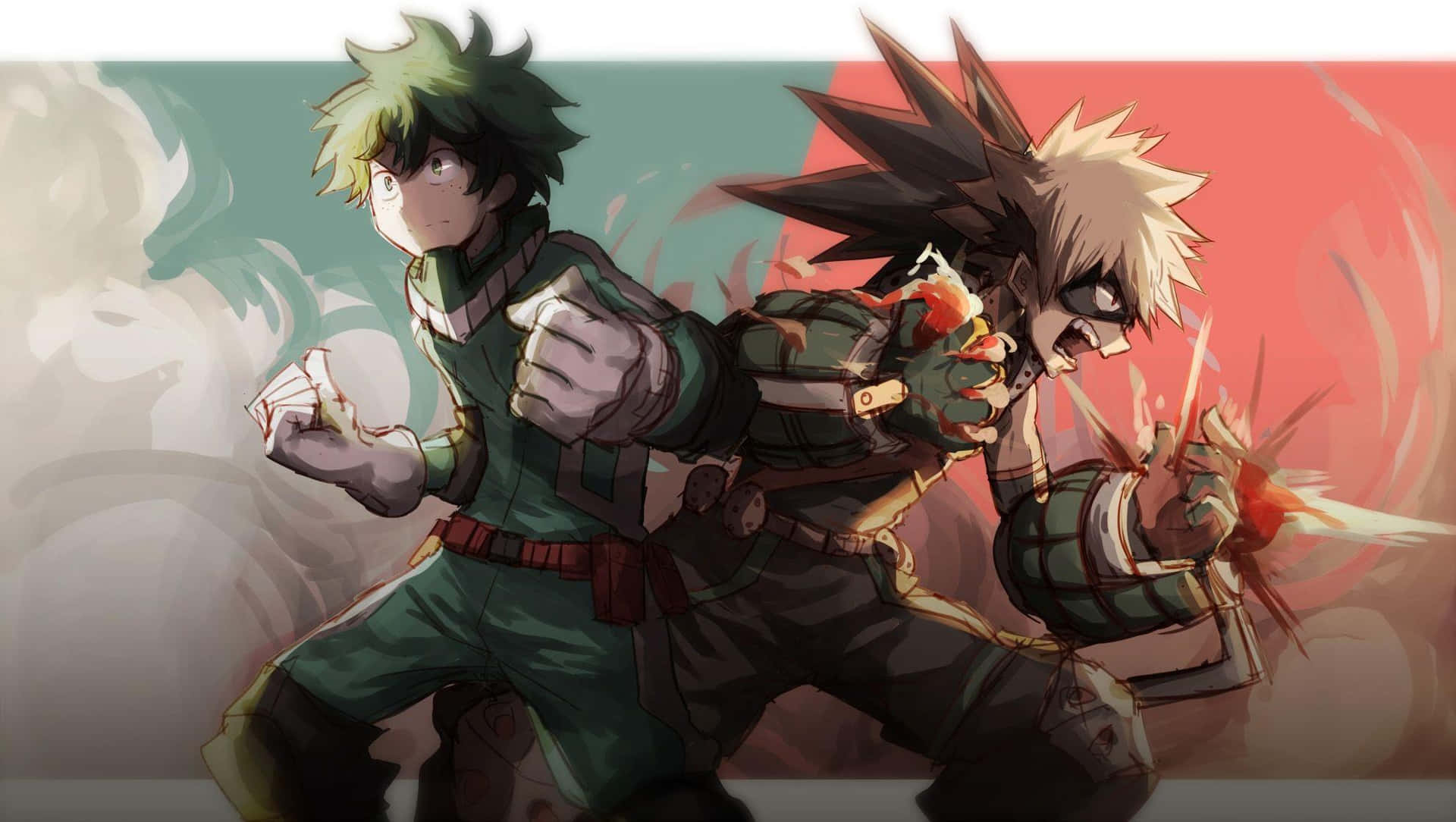 My Hero Academia Deku Vs Bakugo Duel Achtergrond