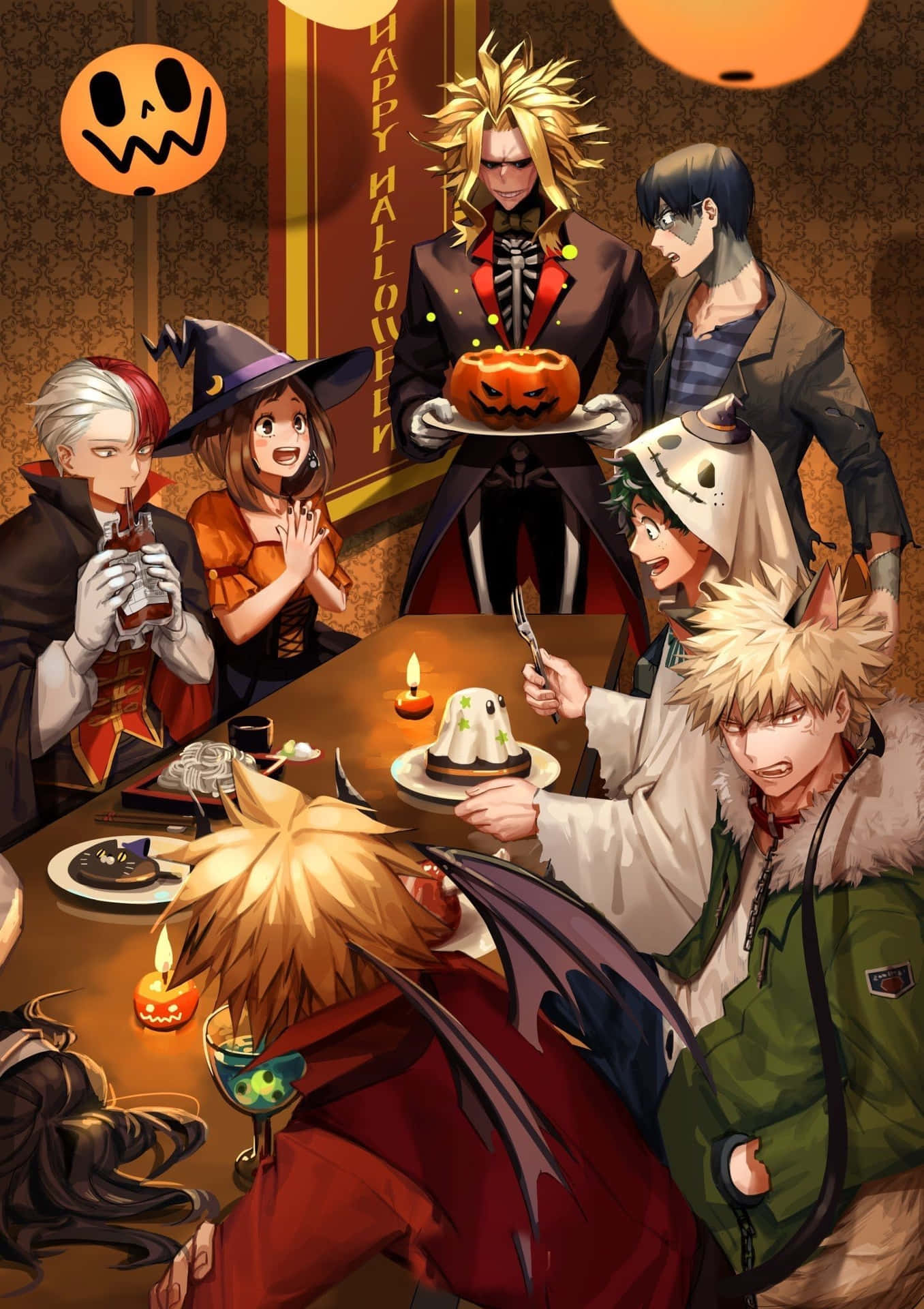 My Hero Academia Halloween Dinner Sammen Wallpaper: Wallpaper