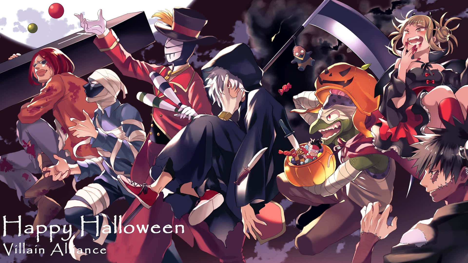League Of Villains My Hero Academia Halloween Greeting Wallpaper